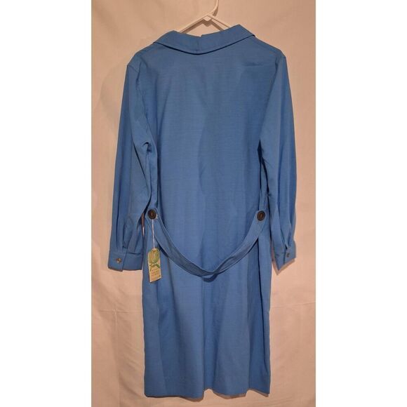1960's Deadstock‎ Vintage Tumbleweeds Blue Polyester Shift Dress Size 20 NEW - Picture 2 of 6
